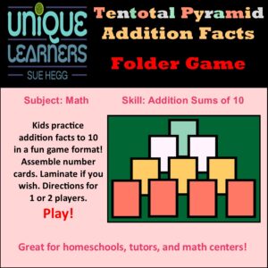 Tentotal is a game for adding to sums of 10.