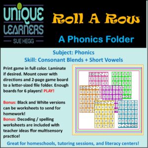 Roll a Row is a bingo style game that works on consonant blends.