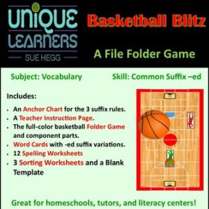 Basketball Blitz is a fast-paced, exciting game that works on decoding words with the common suffix -ed.