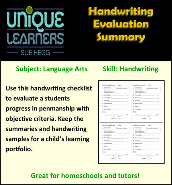 Handwriting assessment checklist