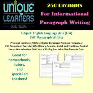 250 writing prompts for informational paragraphs