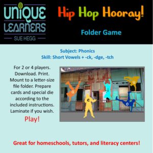 Hip Hop Hooray is a fun phonics game for ck, tch, and dge endings after short vowels