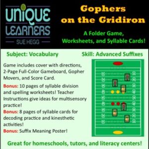 Multiple Syllable Words with -al, -ian, -ion, and -ous Suffixes Game, Worksheets