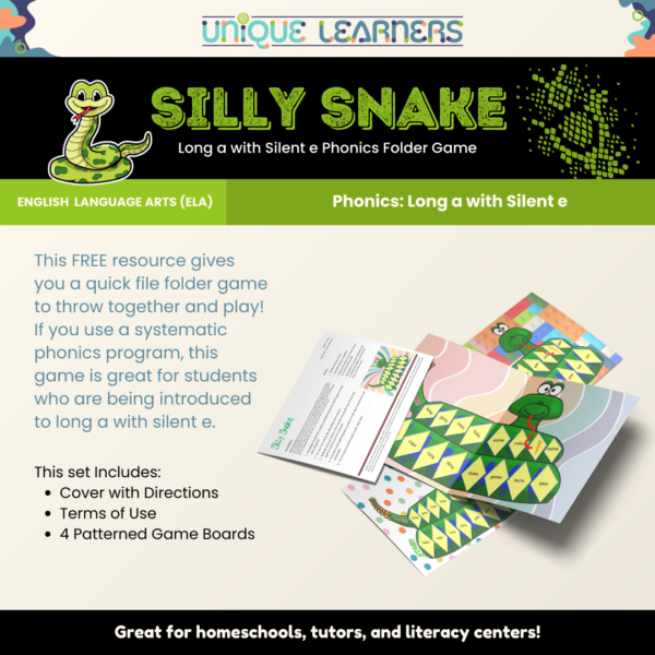 Silly Snake - Long A with Silent E Phonics Game Description