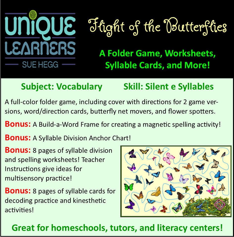 Flight of the Butterflies Vocab Closed+Silente Syllables