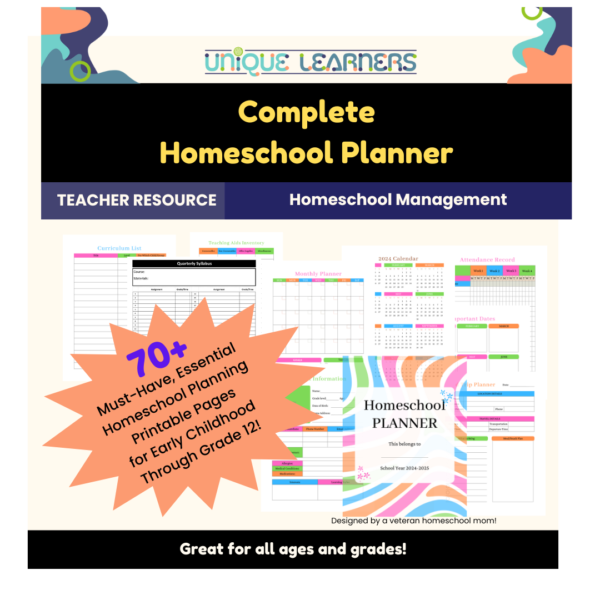 Learn how to plan a homeschool year successfully with the Unique Learners Homeschool Planner.