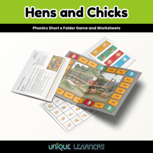 Hens and Chicks Phonics Folder Game Overview with Title and Logo