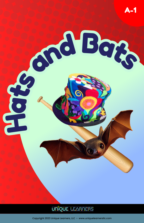 Hats and Bats decodable phonics reader for students with moderate to severe reading disabilities.