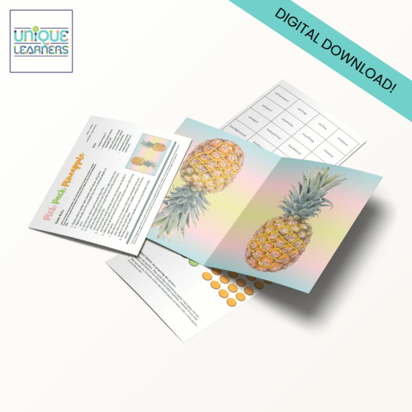 Pick Pack Pineapple! Compound Words Folder Game Example with Digital Download Ribbon