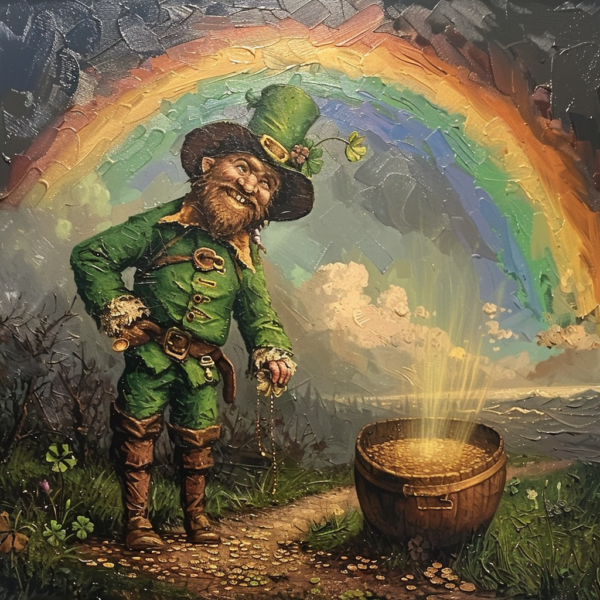 St. Patricks Day Homeschool Fun Activities with image of a Leprechaun by a pot of gold.