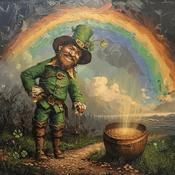St. Patricks Day Homeschool Fun Activities with image of a Leprechaun by a pot of gold.
