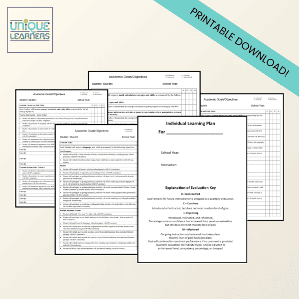 Individualized Learning Plan Goals Printable Download