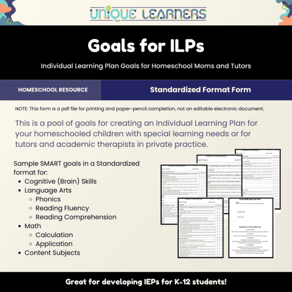 Goals for ILPs - Individual Math by ILP Objectives - Homeschool Math Curriculum