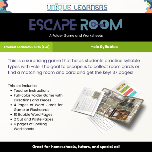 Escape Room Folder Game and Worksheets Details