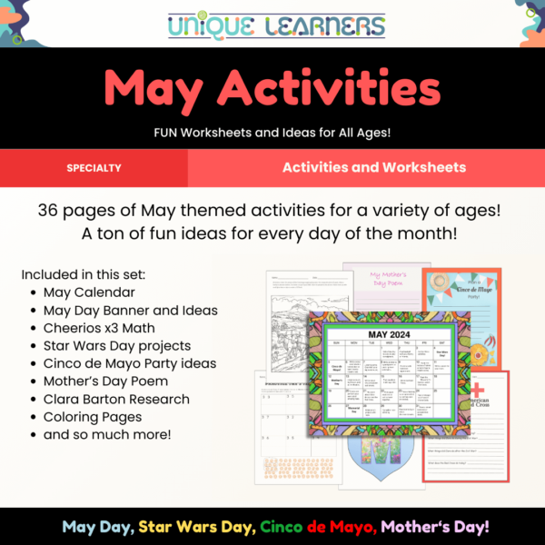 May Activities Homeschool Calendar Details