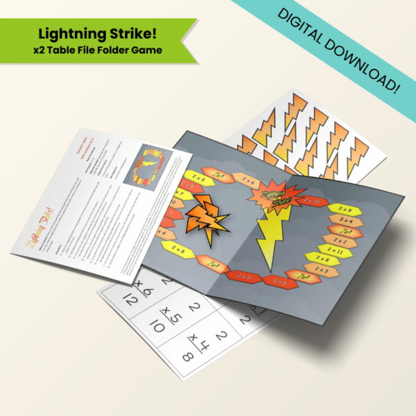 Multiplication X2 Table Math Unit Study Folder Game