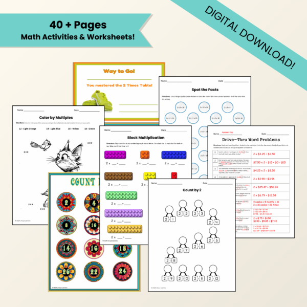 Multiplication X2 Table Math Unit Study Worksheets