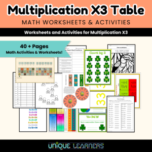 Multiplication X3 Table Math Worksheets & Activities Cover Image