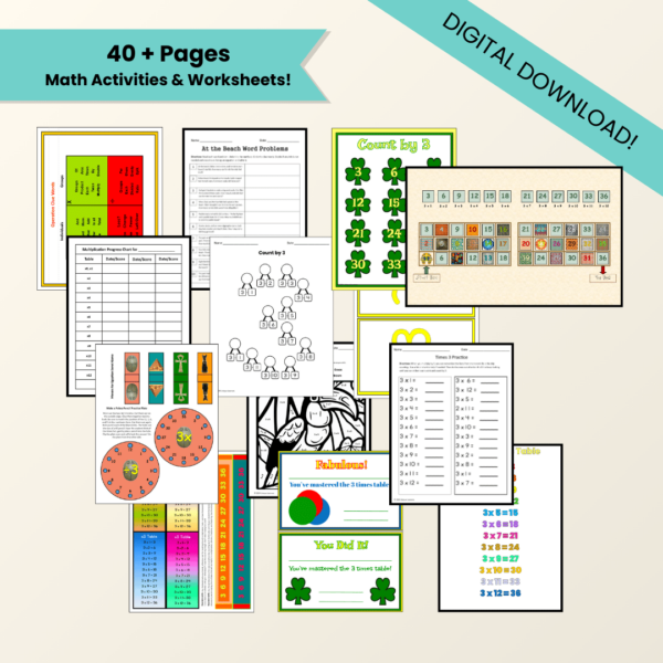 Multiplication X3 Table Math Worksheets & Activities Digital Download