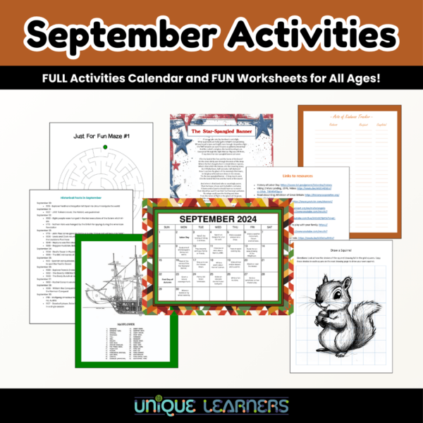 September Activities Calendar Cover Image