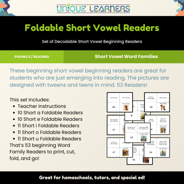 Foldable Decodable Readers - Short Vowels - Word Families - Image 2